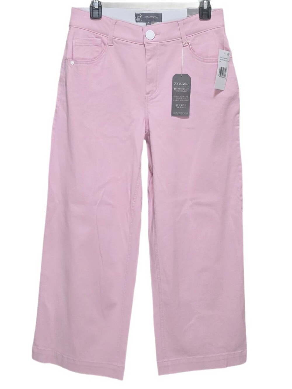Wit & Wisdom Ankle Crop Wide Leg Twill Pants High Rise Ab Solution Pink 4